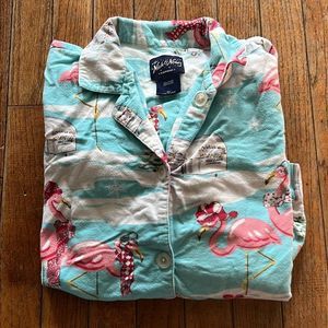 Nick & Nora Flannel Pajama Set Flamingos Camper Trailer